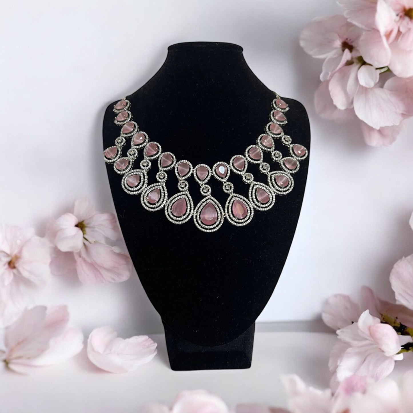 Pink Gemstone Necklace Set - Elegant & Timeless Design, Indian Jewellery