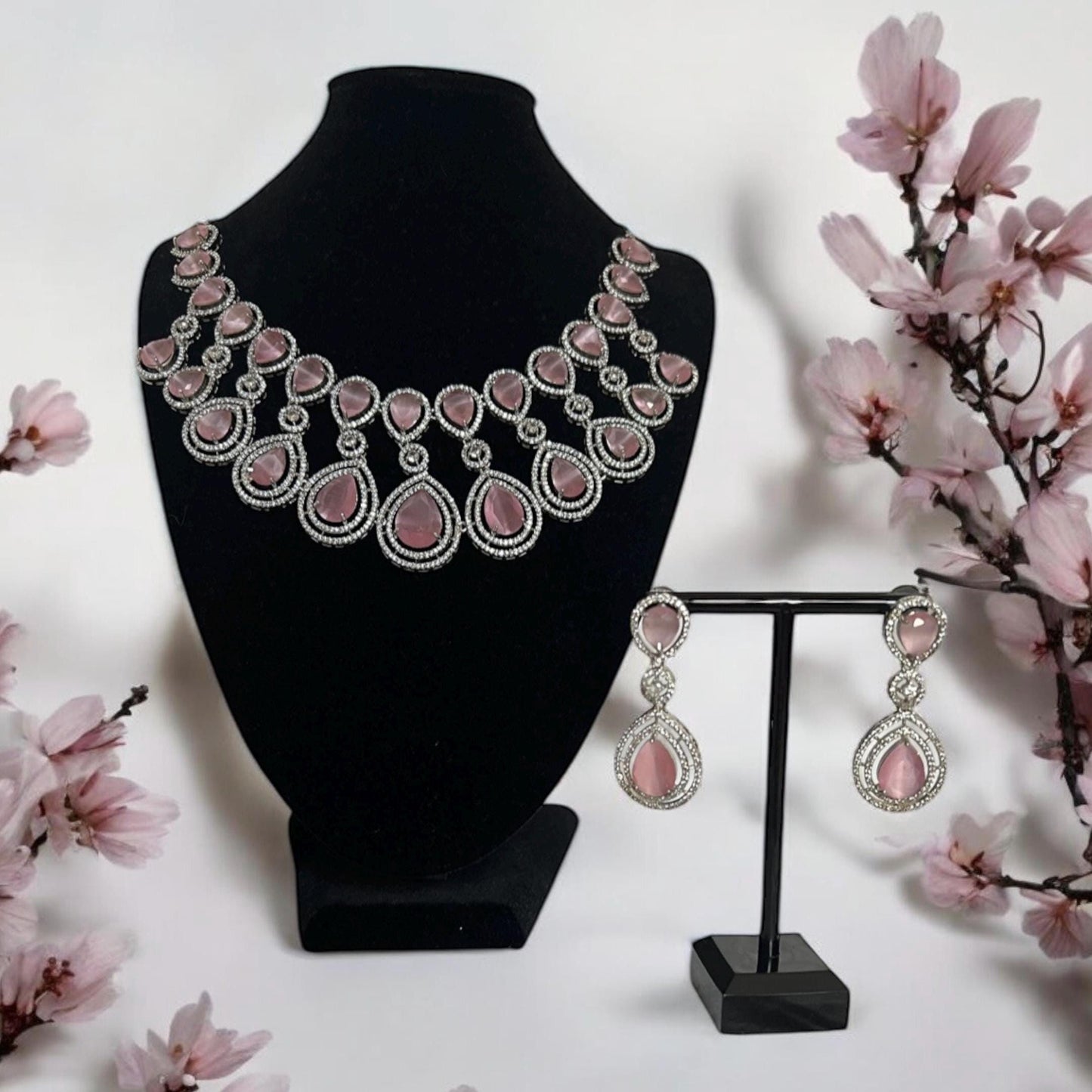 Pink Gemstone Necklace Set - Elegant & Timeless Design, Indian Jewellery