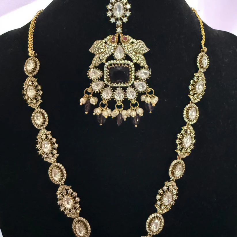 Antique Gold Kundan Choker Necklace Set with Earrings & Maang Tikka ? Bridal Indian Jewelry - Image 5