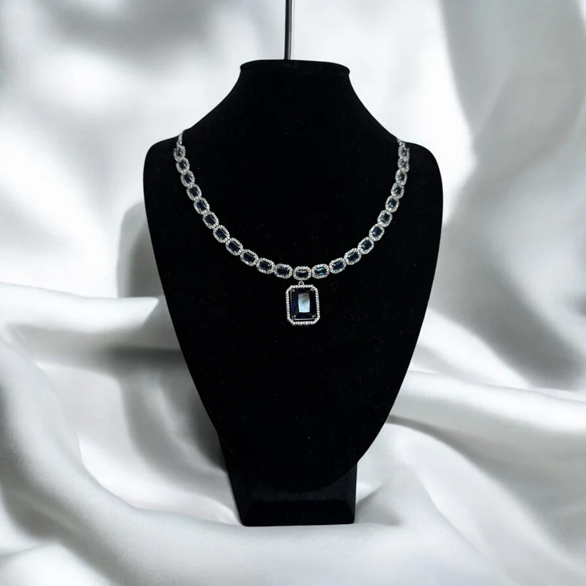 Blue Sapphire Gemstone Necklace Set
