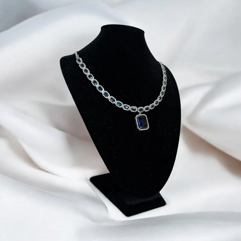 Blue Sapphire Gemstone Necklace Set - Image 3