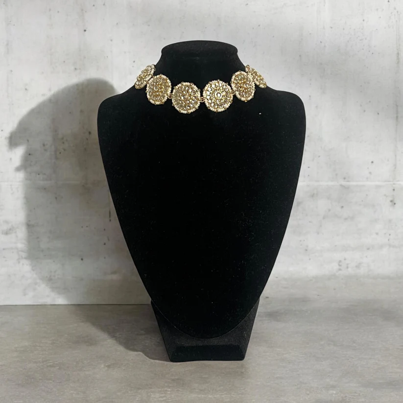 Cream Beaded Choker- adjustable size