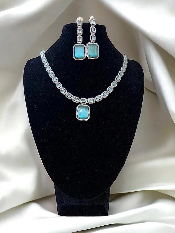 Mint Green, Sea Green Gemstone Necklace Set