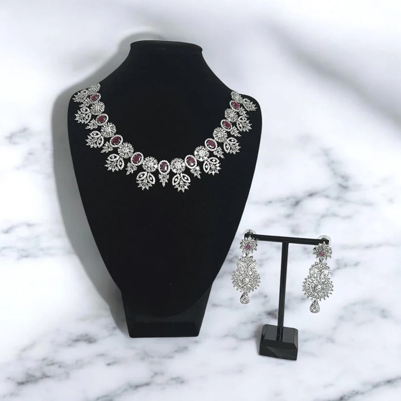 Pink Amara Crystal Bridal Set
