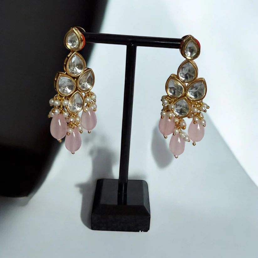 Pink Beaded Kundan Choker Set - Image 2