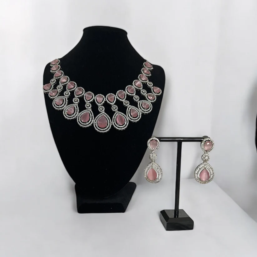 Pink Gemstone Necklace Set - Elegant & Timeless Design, Indian Jewellery - Image 4
