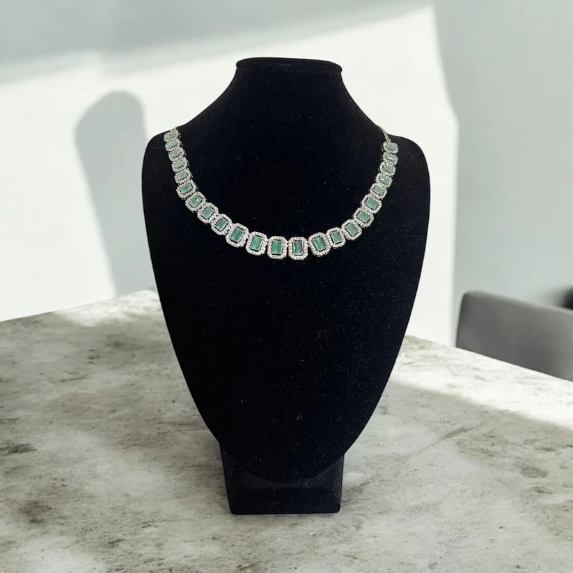 Sea Green Crystal Necklace, Fashion Jewellery for All Occasions - Image 2