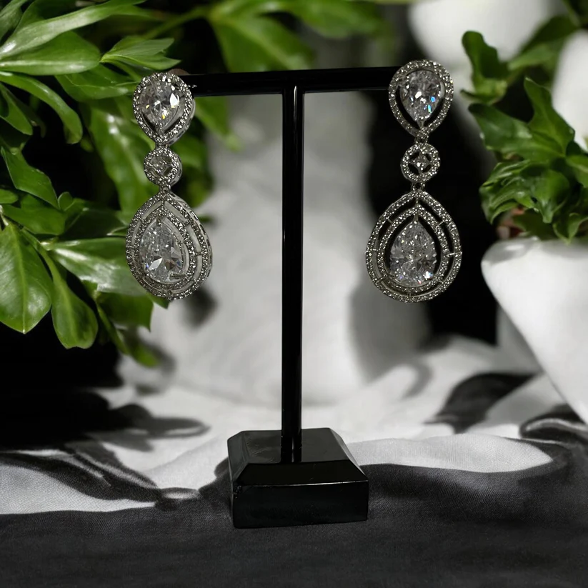 Stunning Clear Gemstone Necklace Set, Indian Jewelry, Bridal, for special occasions - Image 2