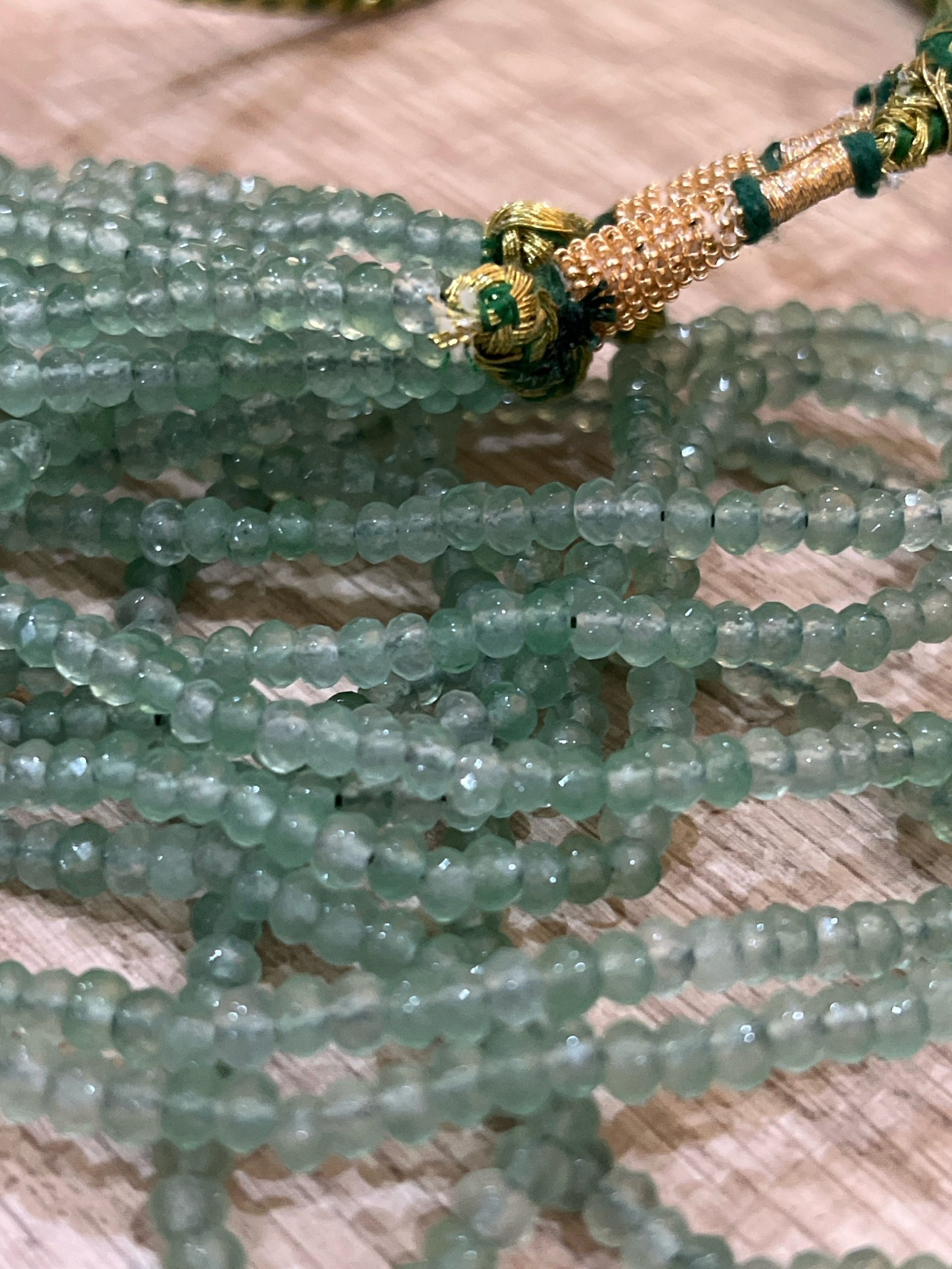 Green Beaded Layer Necklace | Multi-Strand Emerald Toned Beads | Simple Indian Jewelry | Minimal Festive Necklace | Bridesmaid Gift - Image 3