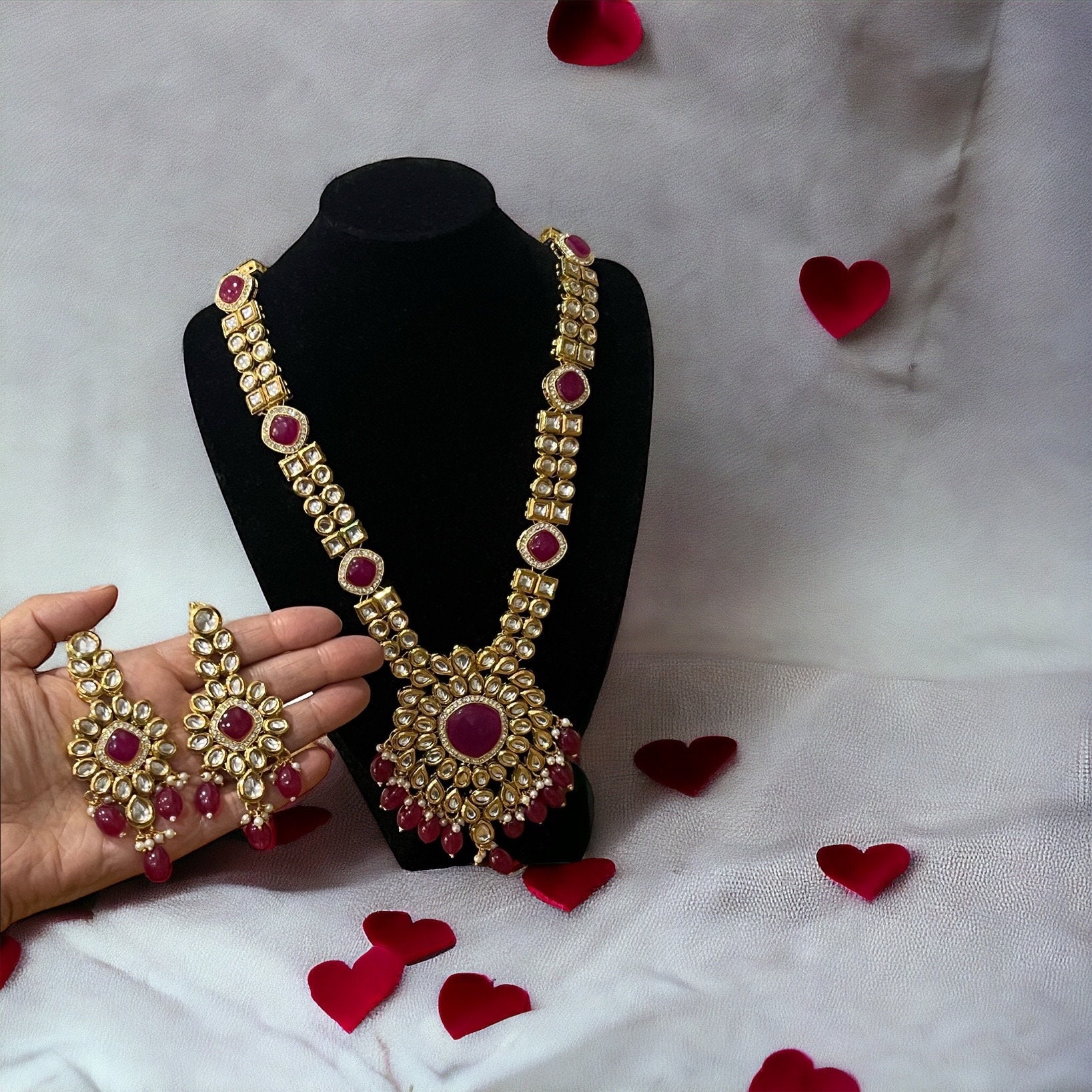 Royal Ruby Kundan Bridal Necklace Set ? Gold & Maroon Indian Wedding Jewelry