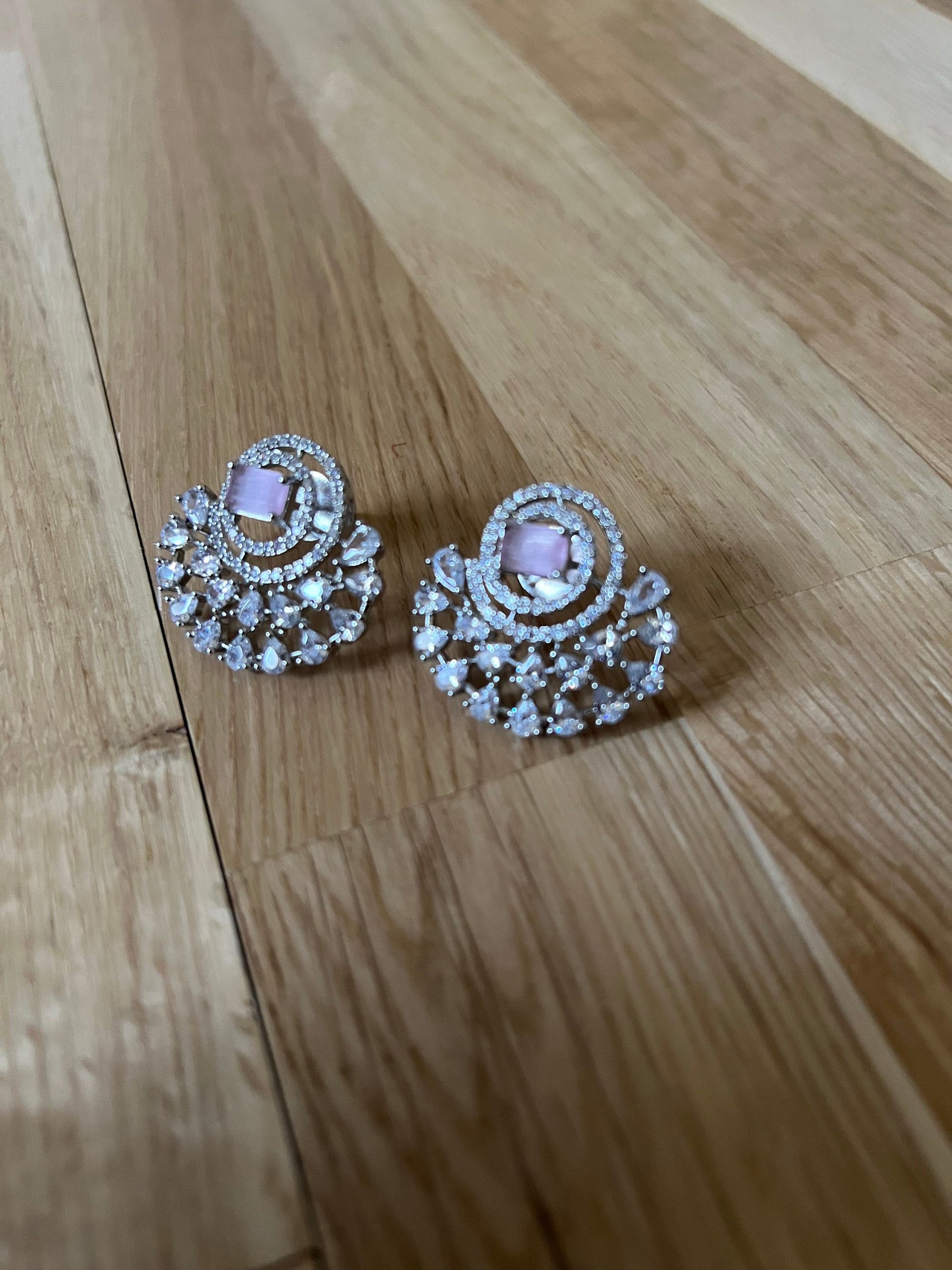 Pink Half Moon Drop Earrings Indian, Asian, Bollywood Jewelry - Image 9