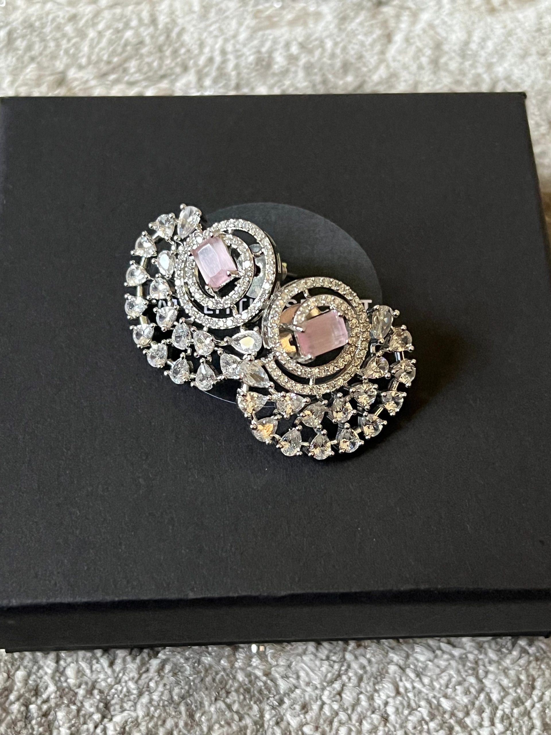 Pink Half Moon Drop Earrings Indian, Asian, Bollywood Jewelry - Image 7