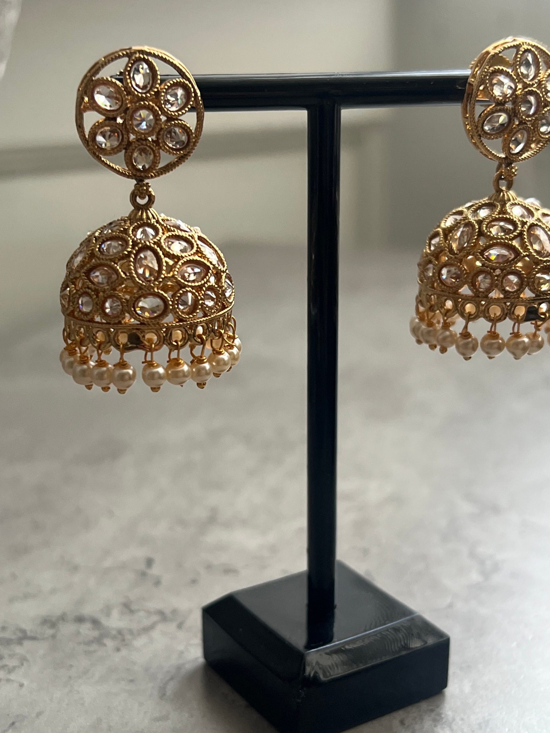Traditional Gold Desi Drop Earrings, Indian Jewelry, Bridal - Image 2