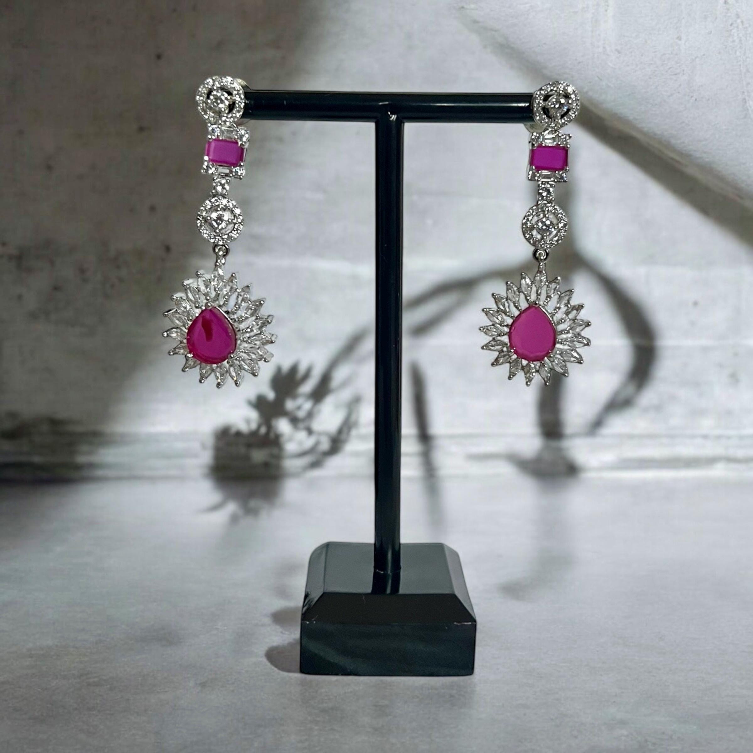 Ruby Bridal Necklace Set – Red Gemstone Earrings for Indian Weddings | My Little Secret Jewelry UK - Image 2