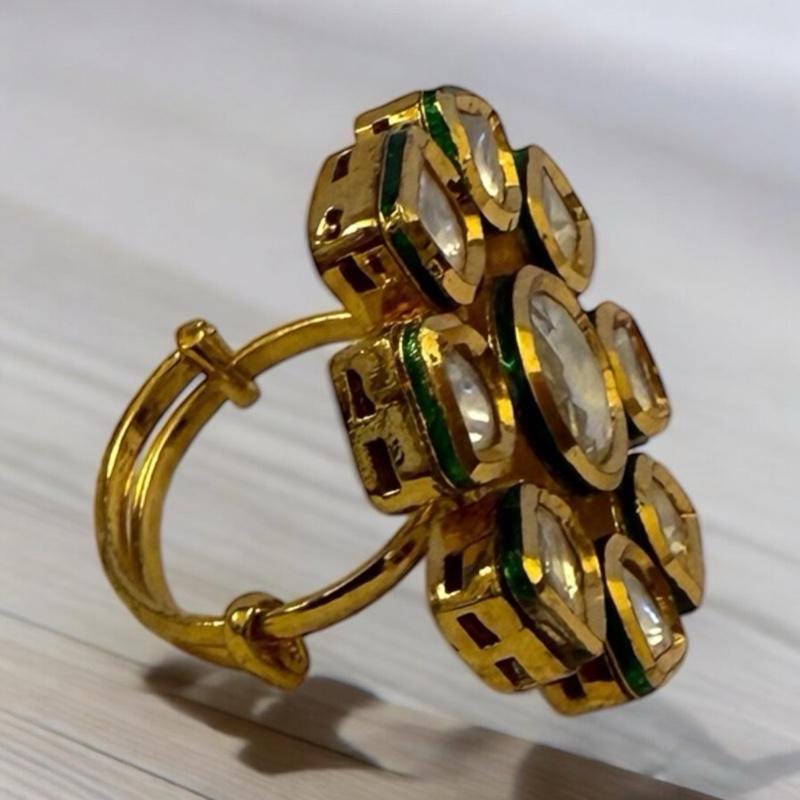 Antic Gold Kudan Ring - Indian Jewelry for Special Occasions - Image 2