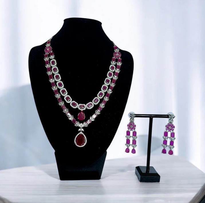 Luxury Ruby Bridal Necklace & Earring Set | Indian Wedding Jewelry | South Asian Statement Jewelry | My Little Secret by FRK