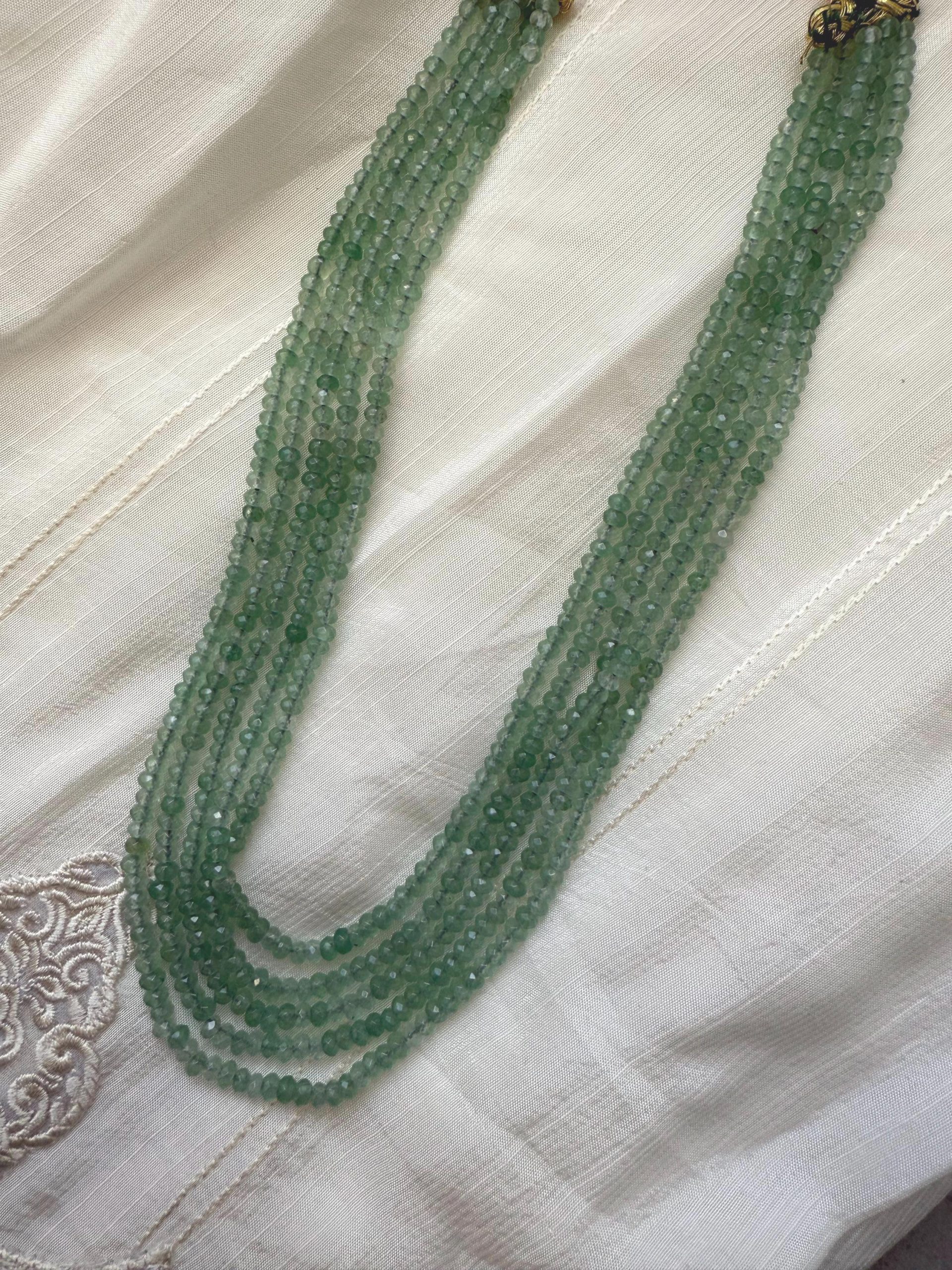 Green Beaded Layer Necklace | Multi-Strand Emerald Toned Beads | Simple Indian Jewelry | Minimal Festive Necklace | Bridesmaid Gift - Image 2