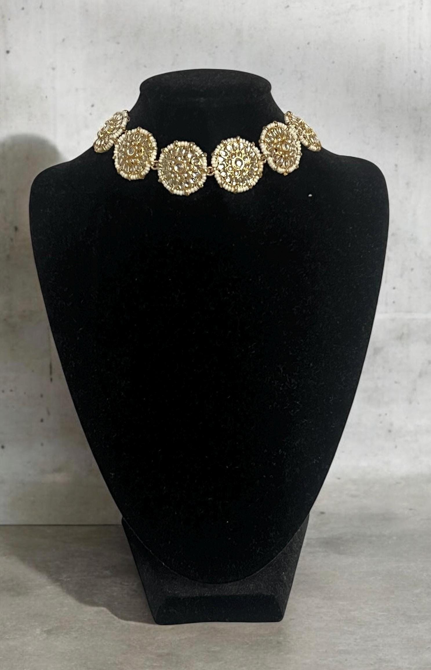 Cream Beaded Choker- adjustable size