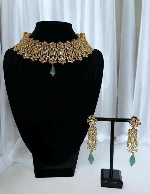 Pistachio and Gold Choker Set-Necklace Set